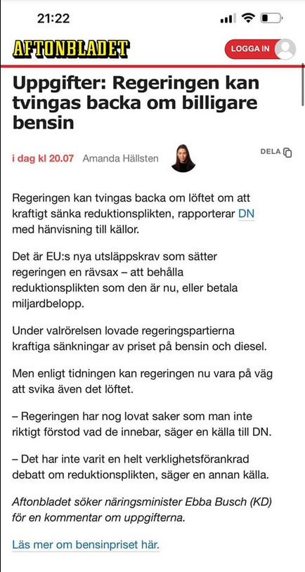 Bränslepris & Vallöften