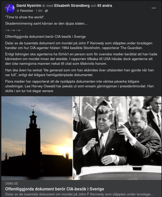 JFK-Dokument & CIA-Besök I Stockholm