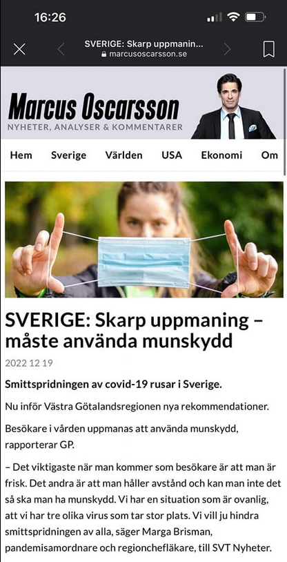 Skarp Munskyddsuppmaning I Västra Götalandsregionen