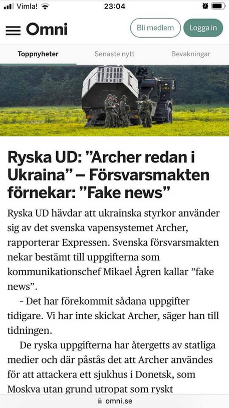 Svenska Försvarsmakten Förnekar Hävdande Från Ryska UD