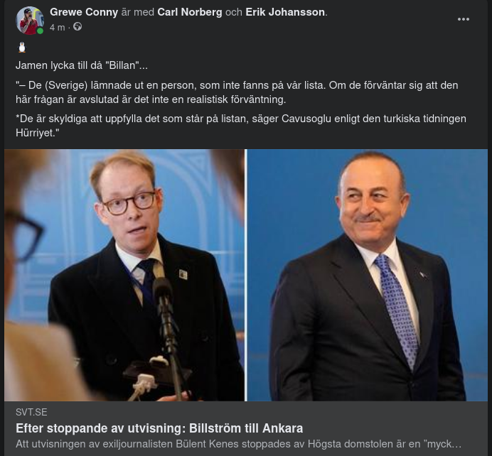 Billström Till Ankara Efter Stoppad Utvisning