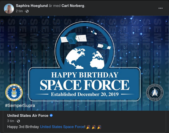 Treårskalas För Space Force