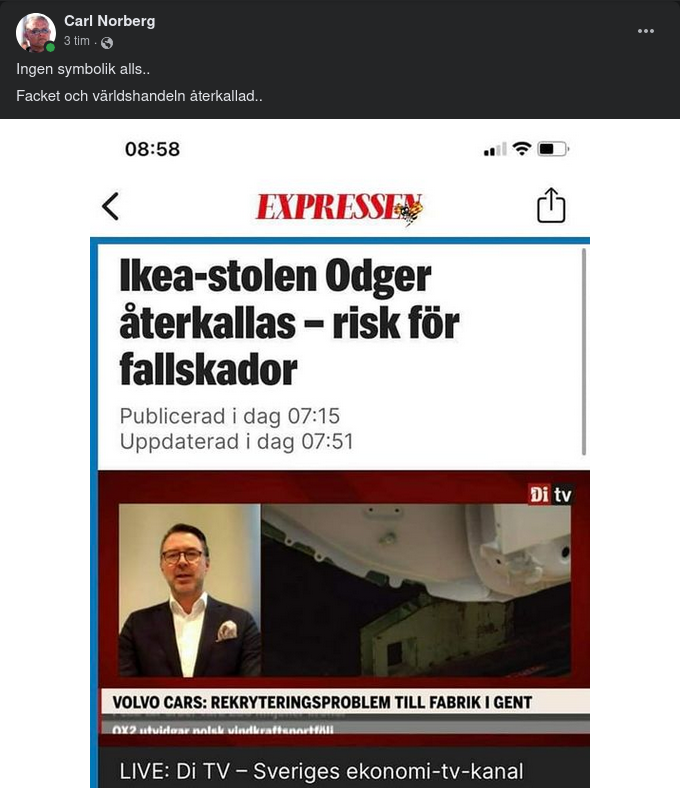 IKEA Återkallar Stolen Odger