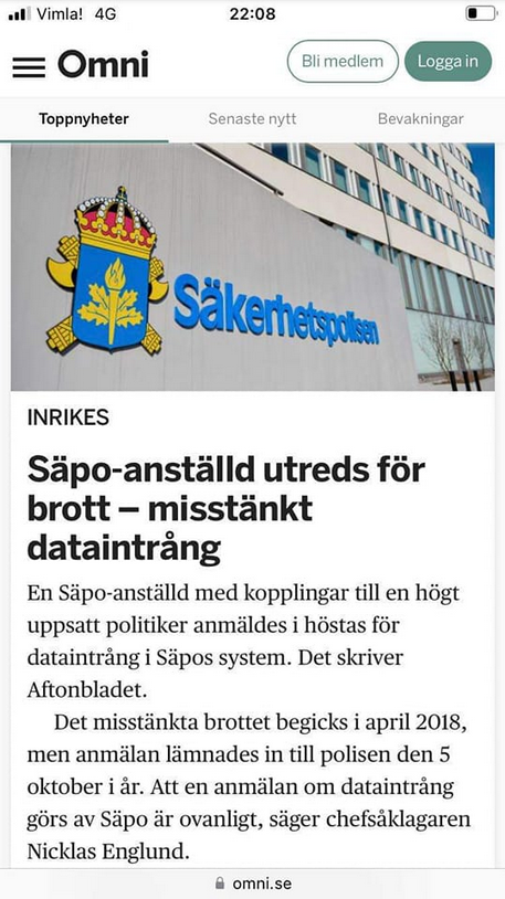 Säpoanställd Utreds För Dataintrång