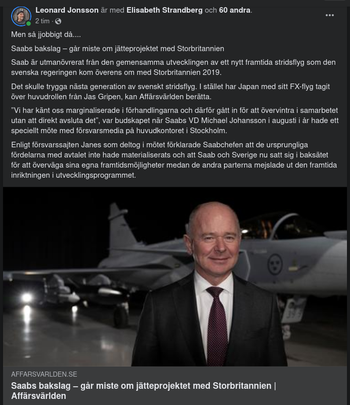 SAAB Missar Jätteprojekt Med Storbritannien