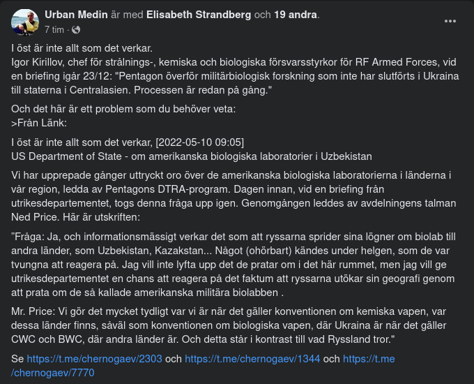 Ryssland Hävdar Militärbiologisk Forskningsflytt