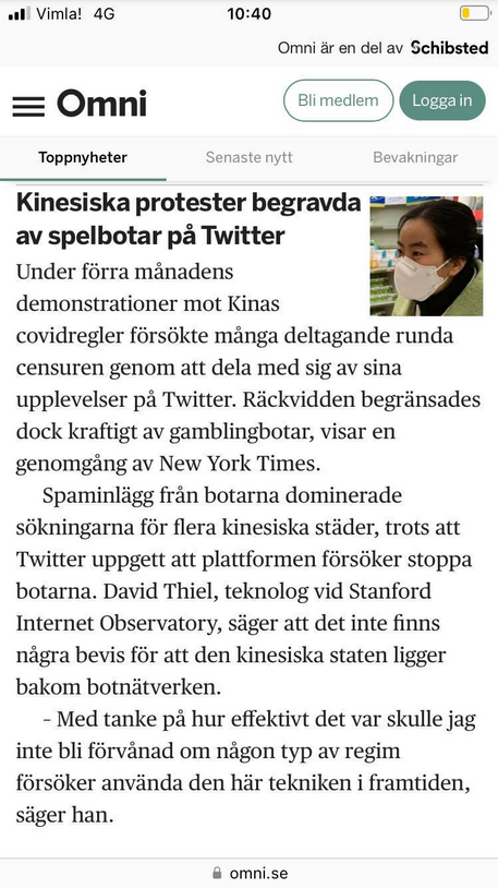 Spelbotsbegravda Kinesiska Twitterprotester