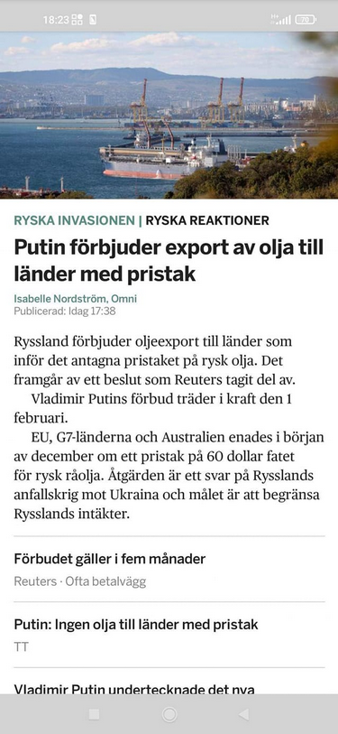 Ryskt Oljeexportförbud