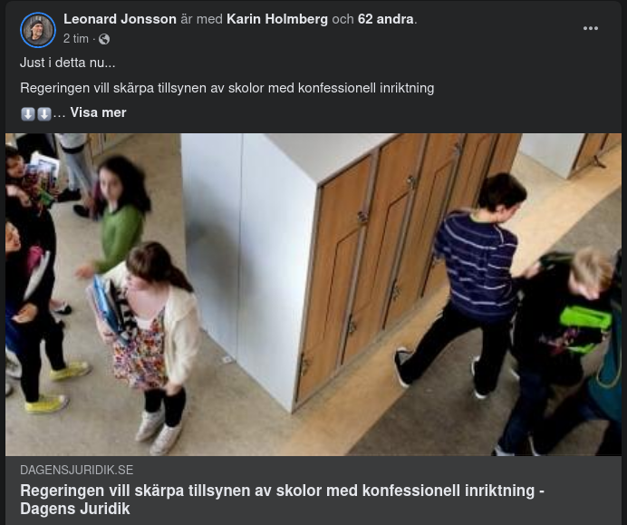 Regeringen & Konfessionella Skolor