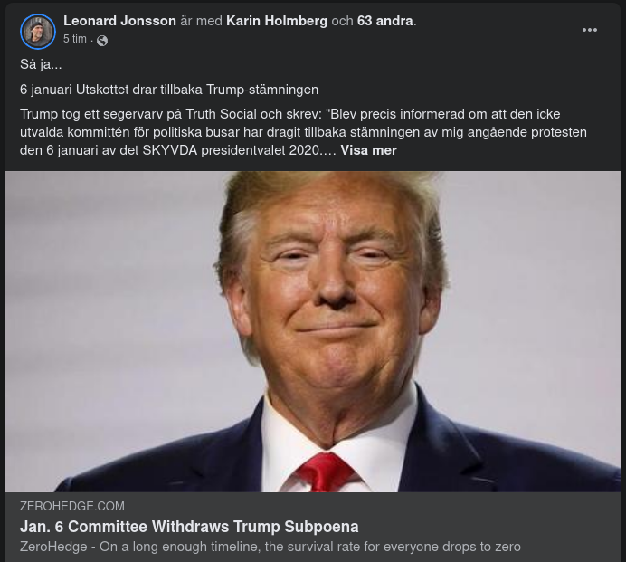 6 Januari Kommitté Drar Tillbaka Trump-Stämning