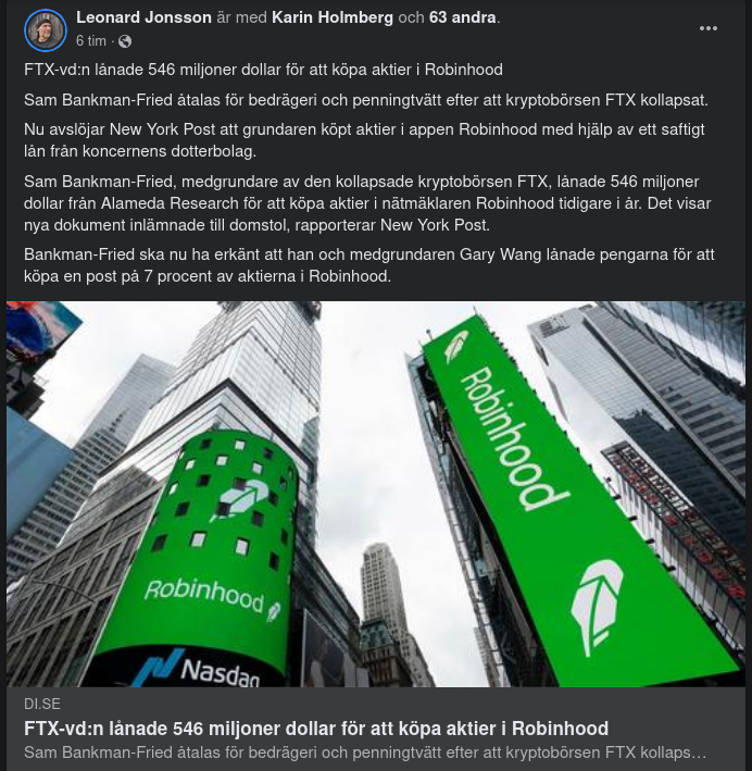 FTX-Lån För Robinhoodaktieköp