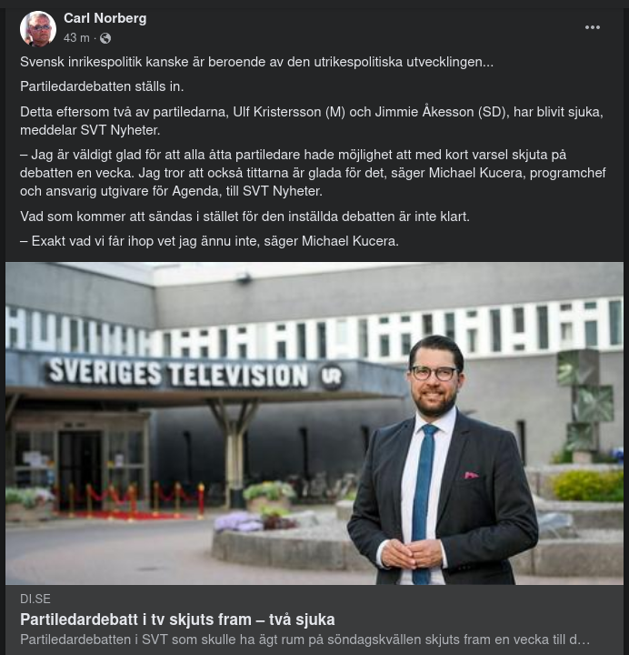 Sjukdom Skjuter Fram Partiledardebatt