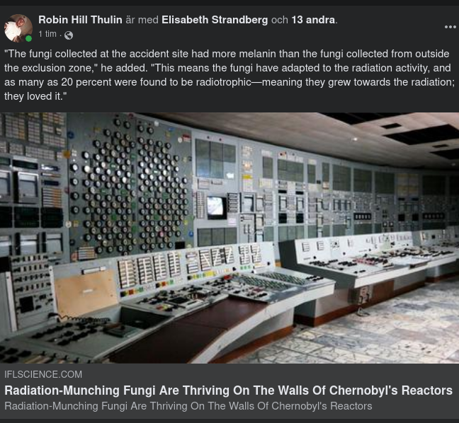 Radioaktivitetsätande Svampar I Tjernobyl