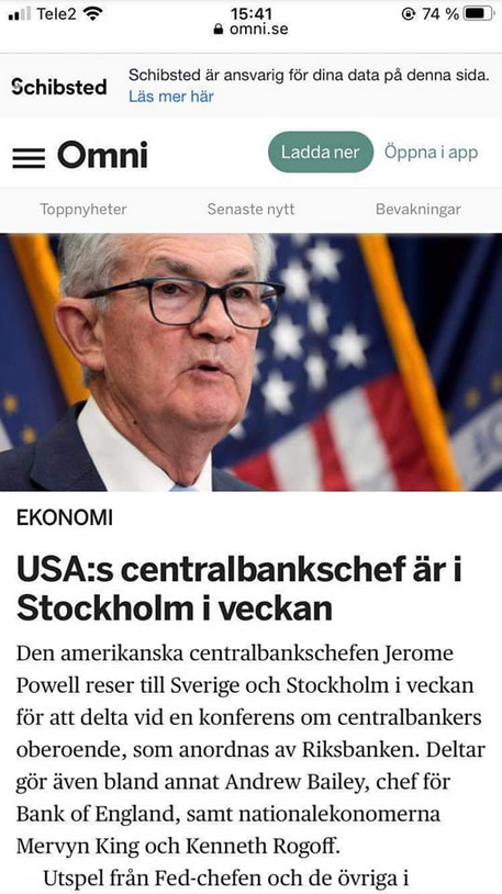 USA:s Centralbankschef På Stockhplmsbesök