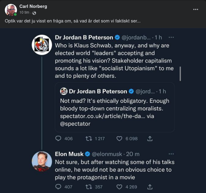 Jordan & Elon Twittrar Om Klaus