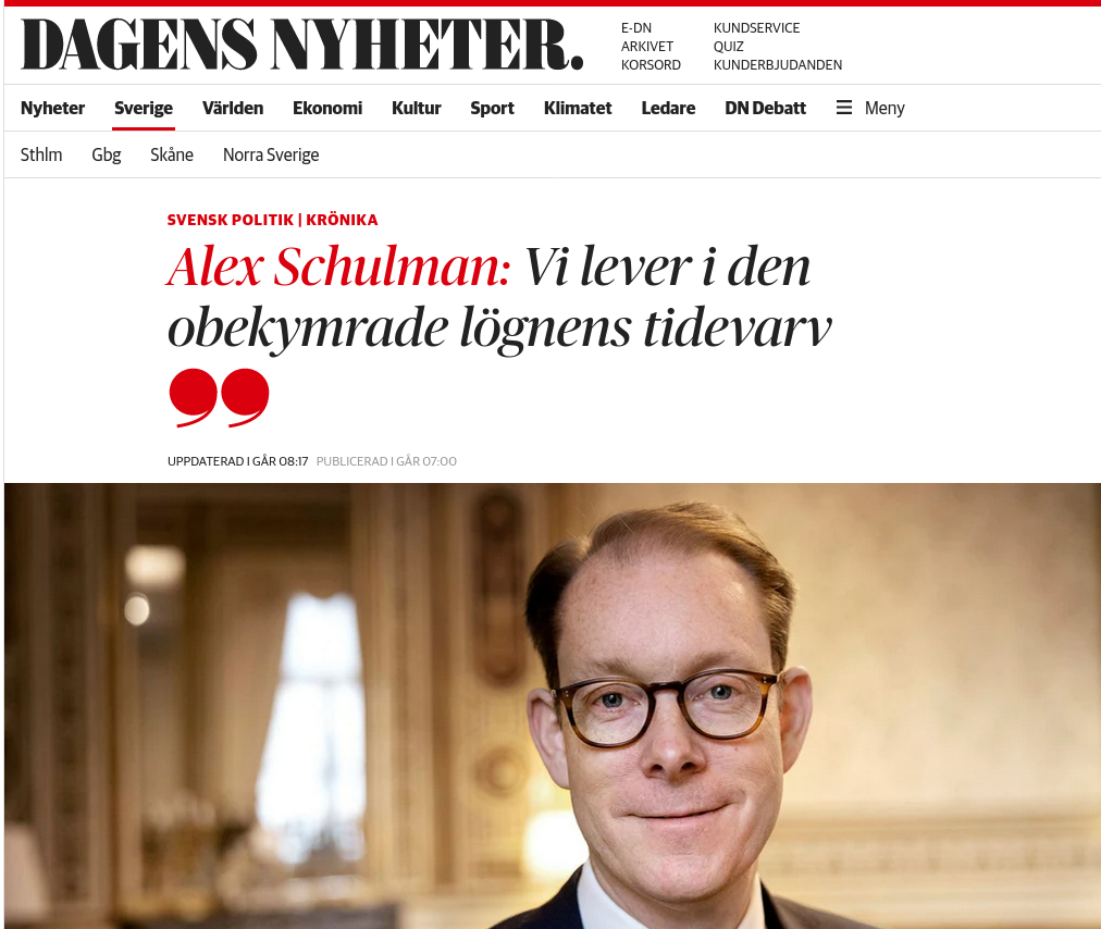 Svenska Regeringen & Den Obekymrade Lögnen