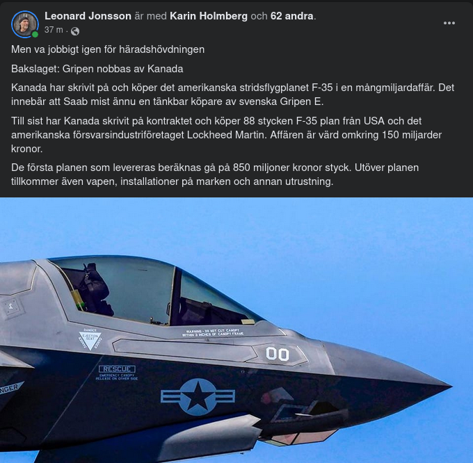 Kanada Köper Inte Gripen