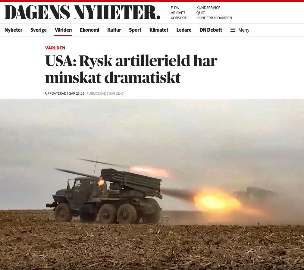 Dramatiskt Minskad Rysk Artillerield