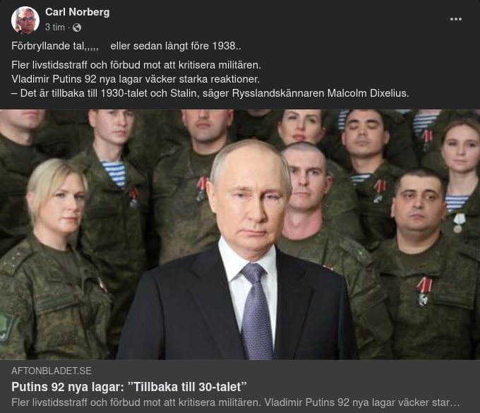 Putins 92 Nya Lagar I Aftonslasket