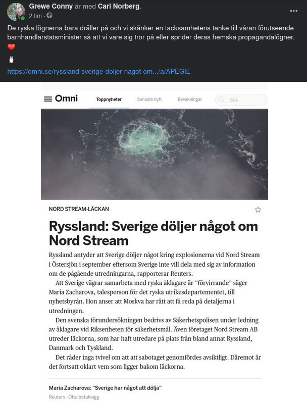Ryskt Hävdande Av Svenskt Döljande Om Nord Stream