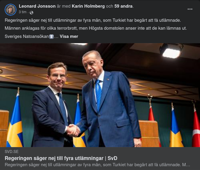 Fyra Utlämningsnej Från Sverige Till Turkiet