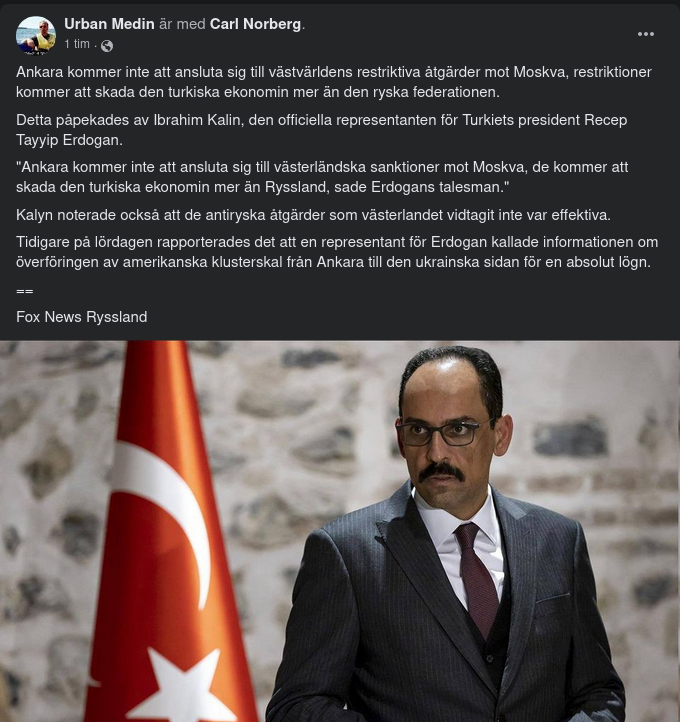 Ingen Turkisk Anslutning Till Västerländska Rysslandssanktioner