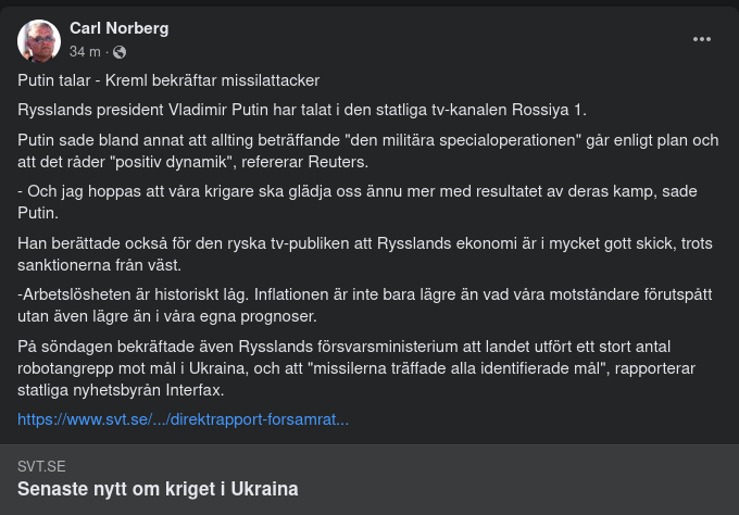 Putin Talar I SVT