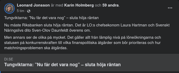 Chefsekonomer Överens Om Räntehöjningsstopp