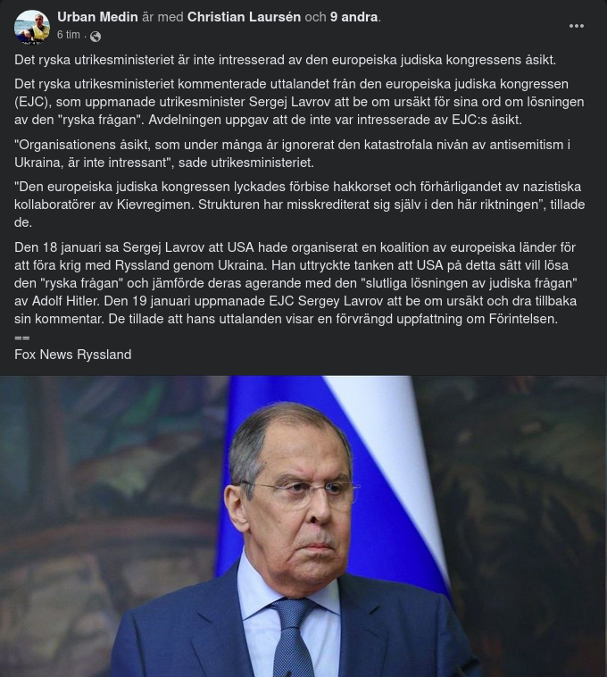 Lavrov & Europeiska Judiska Kongressen