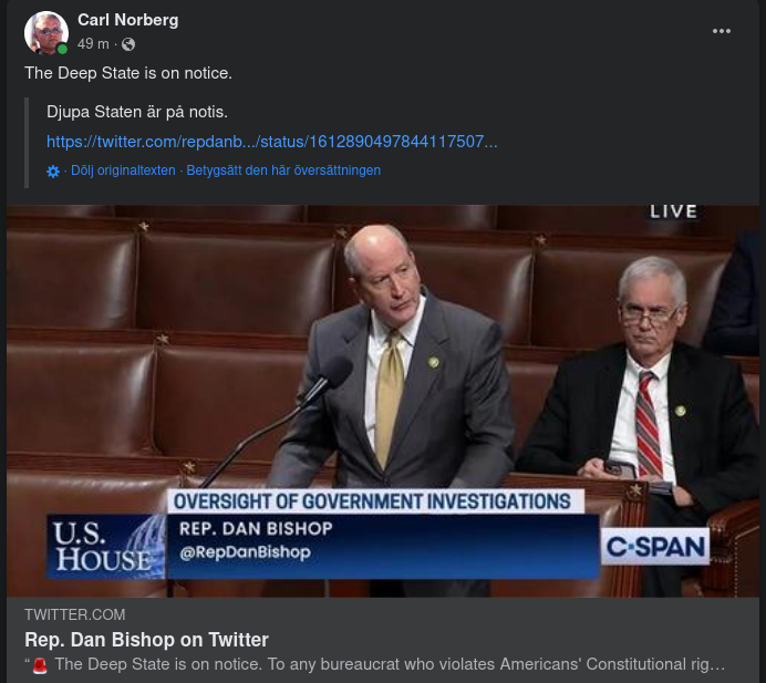 Djupa Staten Notifierad