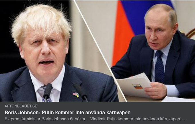 Inga Kärnvapen Från Putin Enligt BoJo