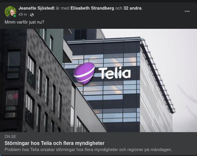 Störningar För Telia & Flera Myndigheter