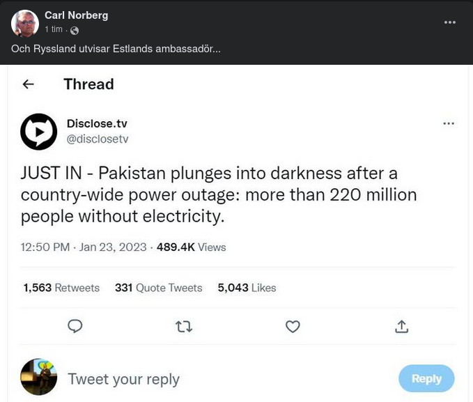 Strömavbrott I Pakistan