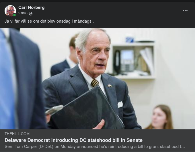 Förslag I Senaten Om DC Som Stat