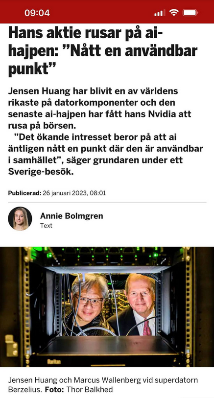 Huang & Wallenberg Vid Berzeliussuperdatorn