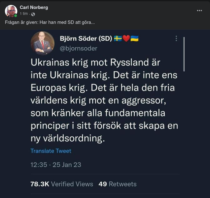 SD-Söder Om Ukrainas Rysslandskrig