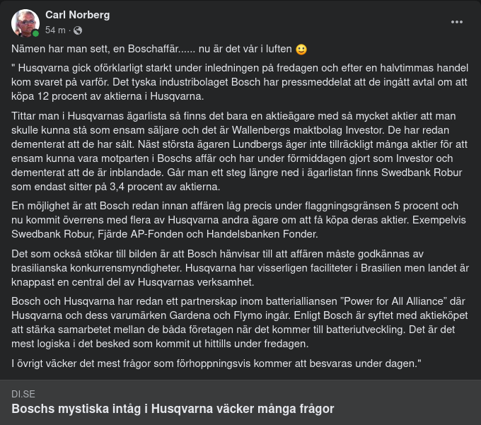 Frågeresande Boschaffär Via Husqvarna