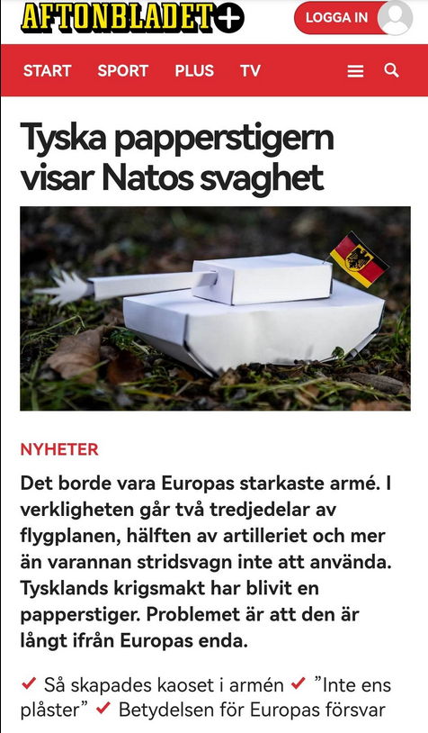 Tysk Militär Papperstiger Anno 2019