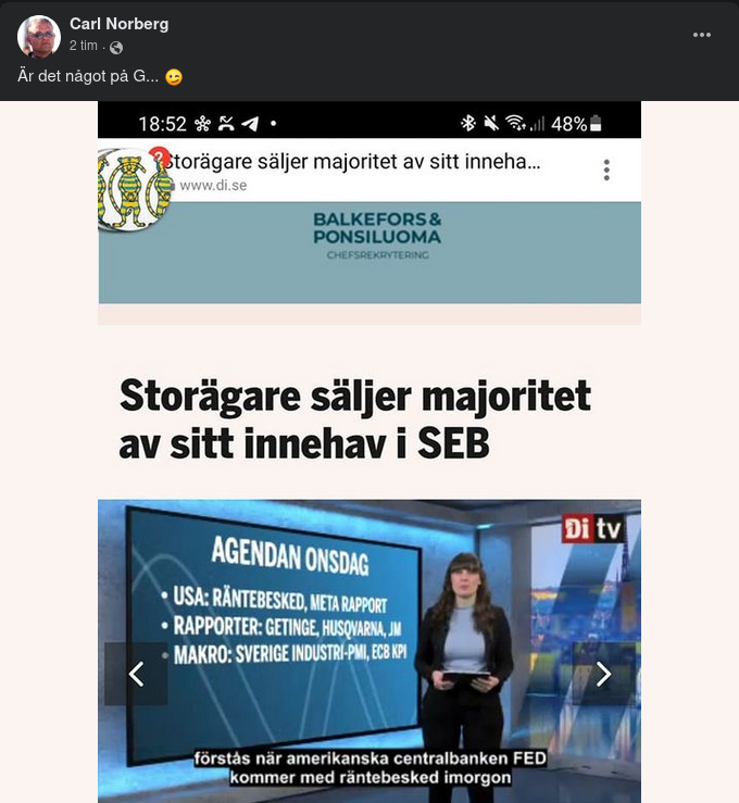 Storägarförsäljning Av SEB