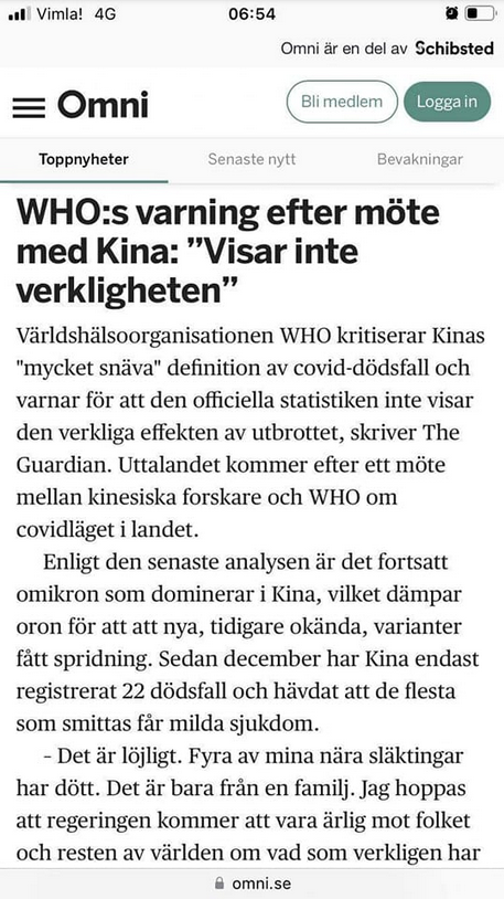 WHO Om Det Kinesiska Covidiotiläget