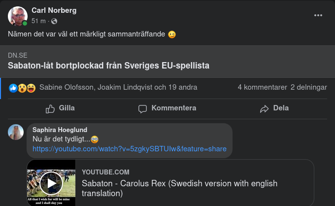 Bortplockad Sabaton-Låt