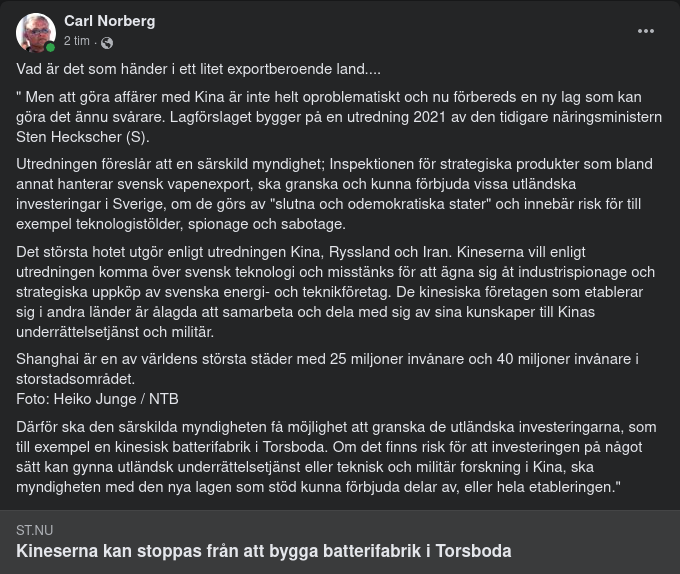 Stopp För Kinesiskt Batterifabriksbygge?