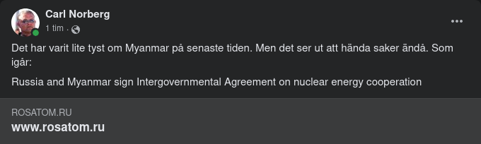 Kärnenergisamarbetande Ryssland & Myanmar