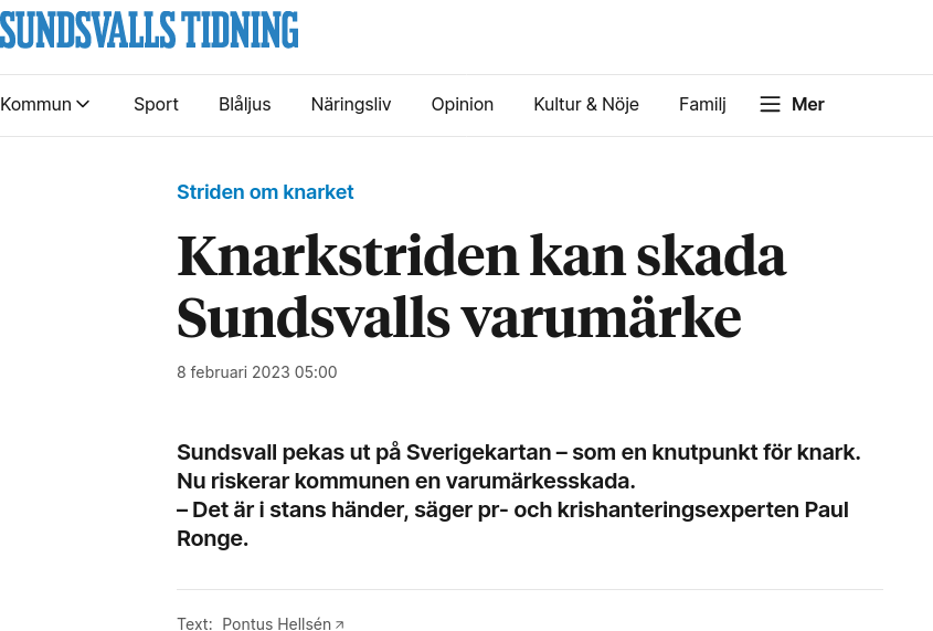 Potentiellt Stadsvarumärkesskadande Knarkstrid