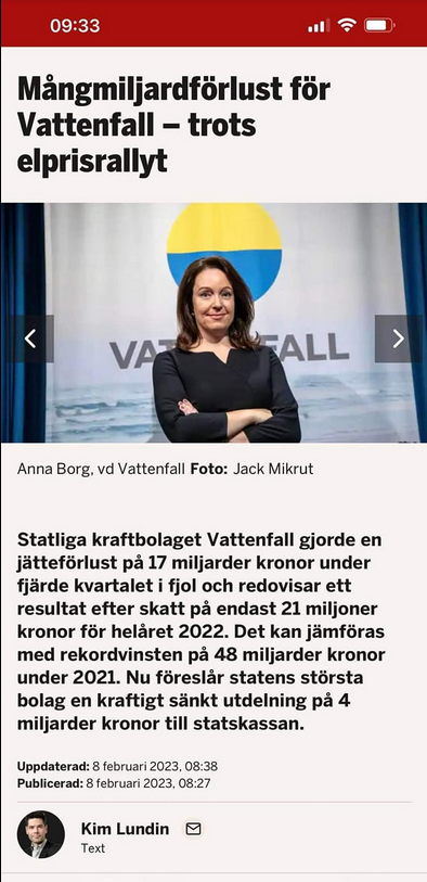 Bokföringstekniskt Vattenfall