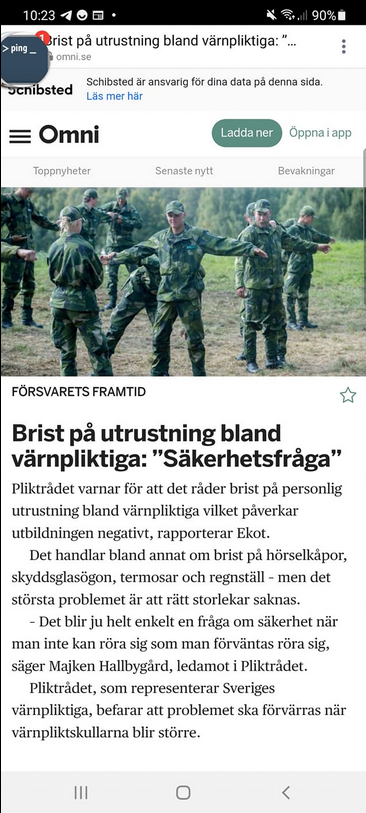 Oturlig Värnpliktsutrustningsbrist