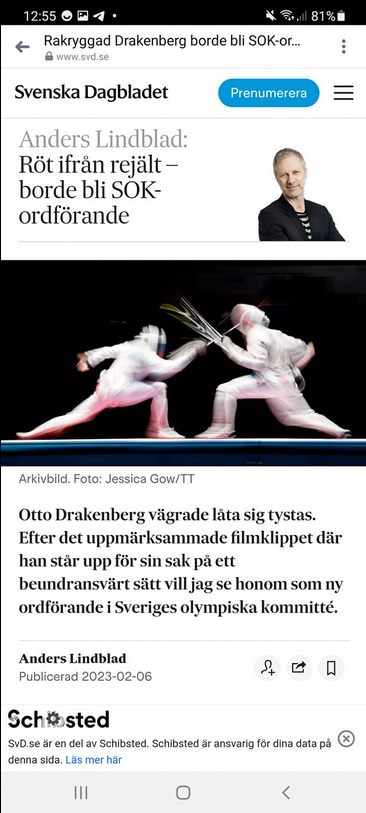 SvD För Drakenberg Som SOK-Ordförande