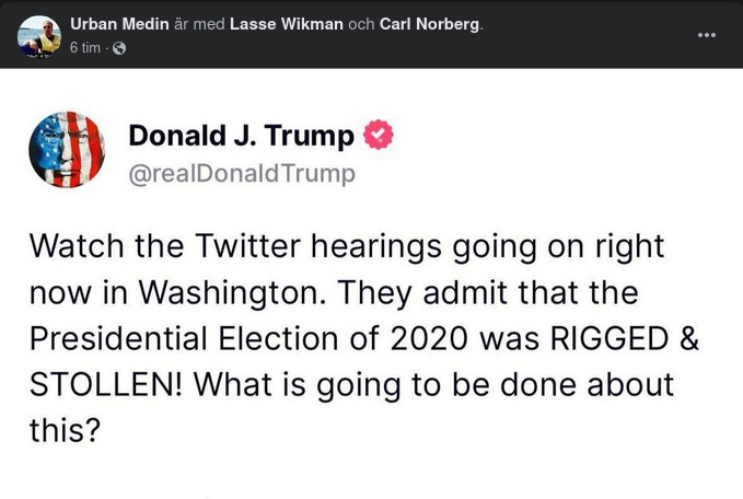 Trump Om Twitterutfrågningarna I Washington