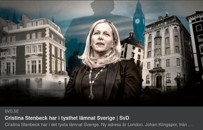 Cristina Stenbeck Har lämnat Sverige