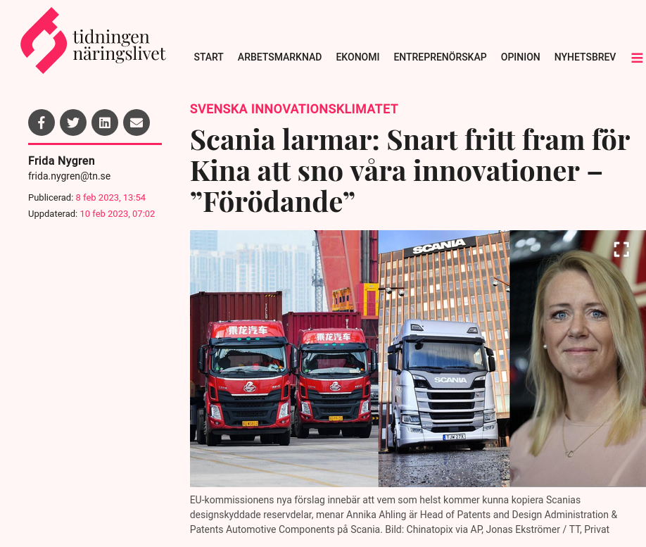 Scania-Larm Om Kina-Tjuvar